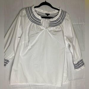 Talbots White blouse with Black Detailing